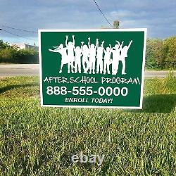 100 18x24 Custom Designed Yard Signs 1 Color 2 Sided FREE SHIPPING + STAKES