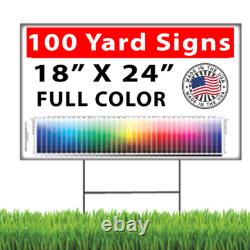 100 18x24 Full Color, Double Sided Custom Yard Signs + Stakes Fast Turnaround
