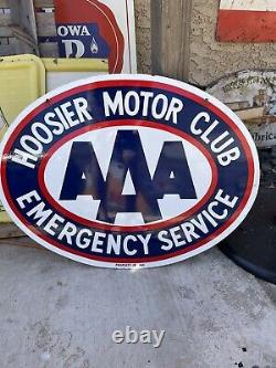 100% Original Large Aaa Houser 30 Porcelain Sign Double Sided Service Station