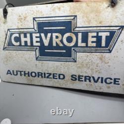12x7 Tin Double Sided Chevrolet Authorized Service Sign WithBracket