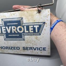 12x7 Tin Double Sided Chevrolet Authorized Service Sign WithBracket