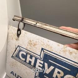 12x7 Tin Double Sided Chevrolet Authorized Service Sign WithBracket