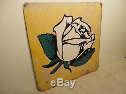 17x18 authentic org. 1940 white rose porcelain double sided sign oil and gas adv