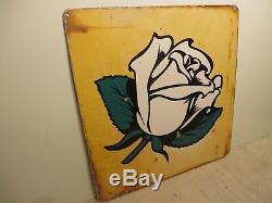 17x18 authentic org. 1940 white rose porcelain double sided sign oil and gas adv