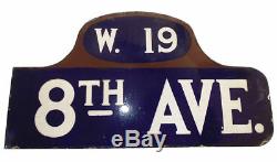 1900's New York City Street Sign Hump Back Porcelain Double Sided