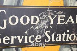 1915 Good Year Akron Service Station RARE Tin Double Sided Tire Flange Sign TAC