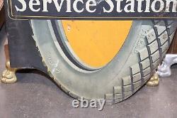 1915 Good Year Akron Service Station RARE Tin Double Sided Tire Flange Sign TAC