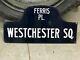 1920's Ferris Pl. Westchester Sq. Humpback Porcelain Street Sign-double Sided