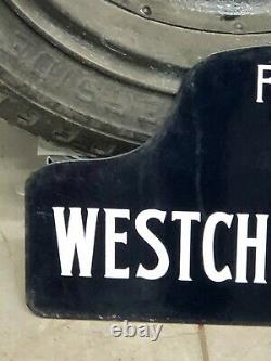 1920's FERRIS PL. WESTCHESTER SQ. HUMPBACK PORCELAIN STREET SIGN-DOUBLE SIDED
