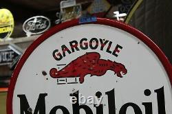 1920's Gargoyle Mobil Oil Socony-Vacuum Double Sided Porcelain Lollipop Sign