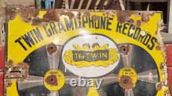 1920's Vintage Double Sided Twin Gramophone Records Porcelain Enamel Sign Board