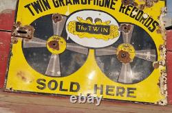 1920's Vintage Double Sided Twin Gramophone Records Porcelain Enamel Sign Board