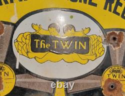 1920's Vintage Double Sided Twin Gramophone Records Porcelain Enamel Sign Board