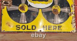 1920's Vintage Double Sided Twin Gramophone Records Porcelain Enamel Sign Board