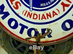1920s Double Sided Porcelain ISO-VIS Standard Oil Indiana 30 Sign & Frame