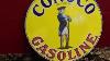 1920s Original Conoco Minuteman Round Porcelain Double Sided 25 5 Yellow Sign