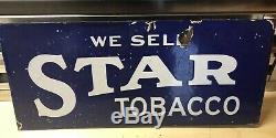 1920s Star Tobacco Porcelain Flange Sign Double Sided, Ultra Rare And Authentic