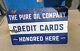 1930-40s Pure Oil Company Credit Cards Honored Porcelain Double Sided Sign- Gas