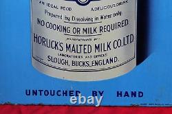 1930 Vintage Horlicks Malted Milk Double Sided Enamel Sign Original Rare England