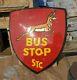 1930's Old Vintage Rare Double Sided Stc Bus Stop Ad Porcelain Enamel Sign Board