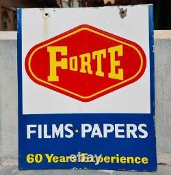 1930's Old Vintage Rare Double Sided Forte Films Ad. Porcelain Enamel Sign Board