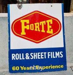 1930's Old Vintage Rare Double Sided Forte Films Ad. Porcelain Enamel Sign Board