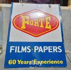 1930's Old Vintage Rare Double Sided Forte Films Ad. Porcelain Enamel Sign Board