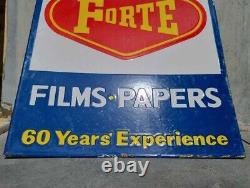 1930's Old Vintage Rare Double Sided Forte Films Ad. Porcelain Enamel Sign Board