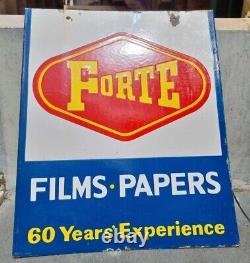 1930's Old Vintage Rare Double Sided Forte Films Ad. Porcelain Enamel Sign Board