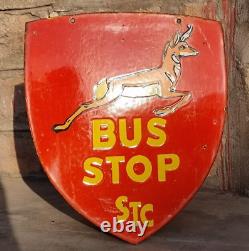1930's Old Vintage Very Rare Double Sided Bus Stop Porcelain Enamel Sign Board