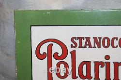 1930's Stancola Polarine Standard Motor Oil Double Sided Porcelain Flange Sign