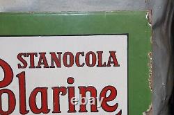 1930's Stancola Polarine Standard Motor Oil Double Sided Porcelain Flange Sign