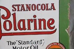 1930's Stancola Polarine Standard Motor Oil Double Sided Porcelain Flange Sign