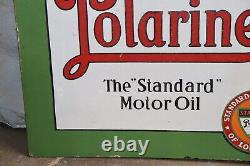 1930's Stancola Polarine Standard Motor Oil Double Sided Porcelain Flange Sign