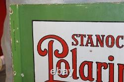 1930's Stancola Polarine Standard Motor Oil Double Sided Porcelain Flange Sign