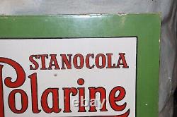 1930's Stancola Polarine Standard Motor Oil Double Sided Porcelain Flange Sign