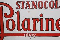 1930's Stancola Polarine Standard Motor Oil Double Sided Porcelain Flange Sign