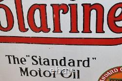 1930's Stancola Polarine Standard Motor Oil Double Sided Porcelain Flange Sign