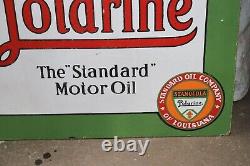 1930's Stancola Polarine Standard Motor Oil Double Sided Porcelain Flange Sign