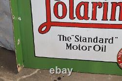 1930's Stancola Polarine Standard Motor Oil Double Sided Porcelain Flange Sign