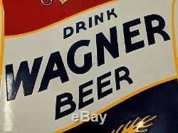 1930's Wagner Double Sided Porcelain Ultra Rare Beer Sign in Great Condition