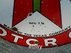 1930s 42 Texaco (Black Bordered Dark Green T) Double Sided Porcelain Sign