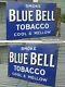 1930s Blue Bell Tobacco Double Sided Flange Enamel Sign Advertising 20 X 14