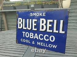 1930s Blue Bell Tobacco Double Sided Flange Enamel Sign Advertising 20 x 14