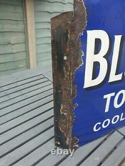 1930s Blue Bell Tobacco Double Sided Flange Enamel Sign Advertising 20 x 14