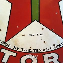 1930s Double Sided 42 Enameled Porcelain Texaco Sign Exc. Cond. For Age