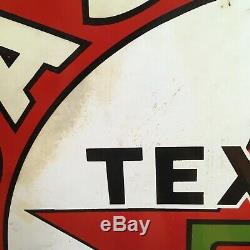 1930s Double Sided 42 Enameled Porcelain Texaco Sign Exc. Cond. For Age