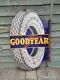 1930s Double Sided Flange Goodyear Enamel Sign 34 X 21.5