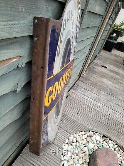 1930s Double Sided Flange Goodyear Enamel Sign 34 x 21.5