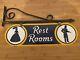 1930s Double Sided Porcelain Hanging Restroom Sign 21x6.5